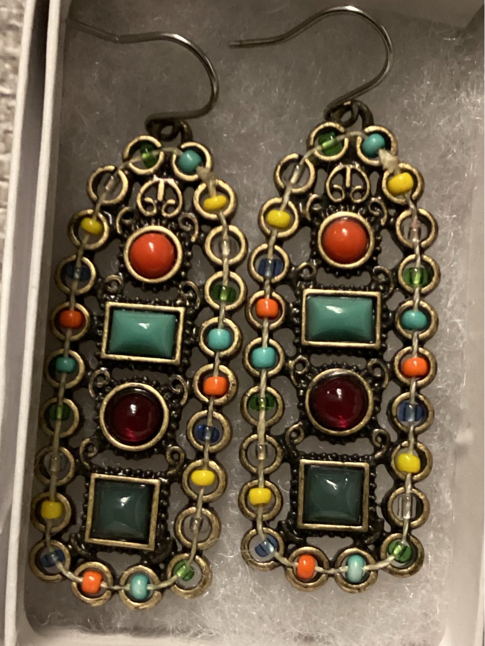 Colorful Bohemian Festival Teardrop Dangle Earrings - Multicolor